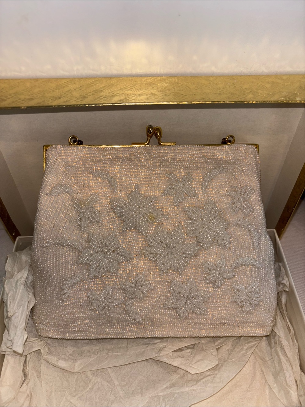 Vintage Beaded Floral Evening Bag